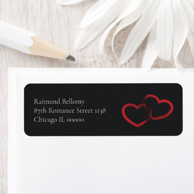 Red Double Heart Return Address Label (Insitu)