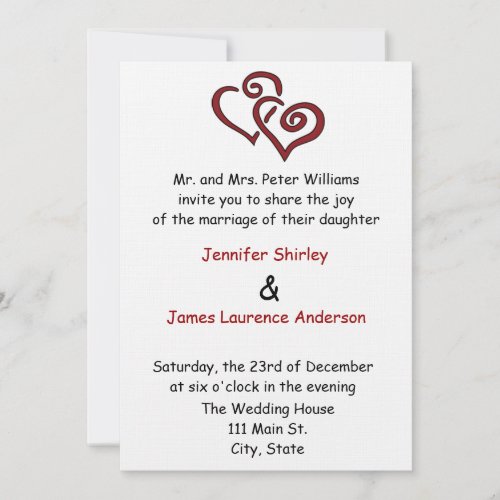 Red Double Heart Wedding Invitation