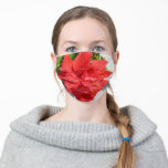 Red Double Hibiscus Flower Adult Cloth Face Mask