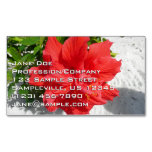 Red Double Hibiscus Flower Business Card Magnet