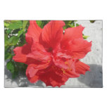 Red Double Hibiscus Flower Cloth Placemat
