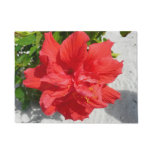 Red Double Hibiscus Flower Doormat