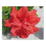Red Double Hibiscus Flower Jigsaw Puzzle