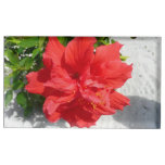 Red Double Hibiscus Flower Place Card Holder