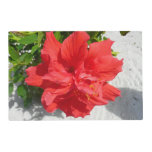 Red Double Hibiscus Flower Placemat