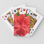Red Double Hibiscus Flower Playing Cards
