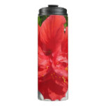 Red Double Hibiscus Flower Thermal Tumbler