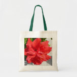 Red Double Hibiscus Flower Tote Bag
