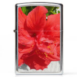 Red Double Hibiscus Flower Zippo Lighter