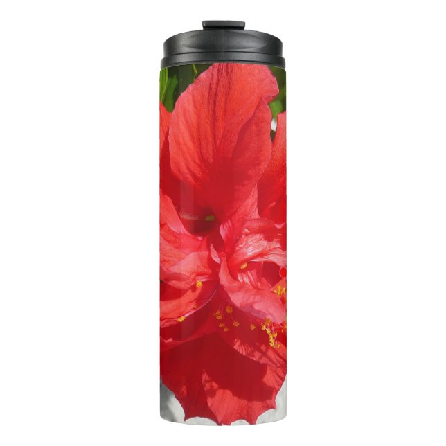 Red Double Hibiscus Thermal Tumbler (Front)