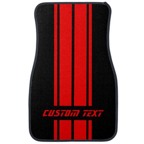 Red Double Race  Stripes  Personalize Car Floor Mat