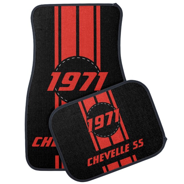 Red Double Race Stripes | Personalize Car Floor Mat (Set)