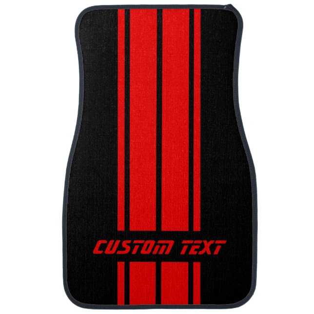 Red Double Race 🏎 Stripes | Personalize Car Floor Mat (Front)