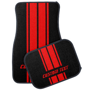 Red Double Race Stripes   Personalize Car Mat