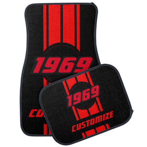 Red Double  Race Stripes  Personalize Car Mat