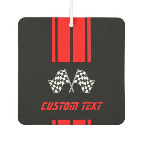Red Double Race  Stripes with Flag   Air Freshener