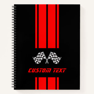 Red Double Race 🏎 Stripes with Flag  Notebook