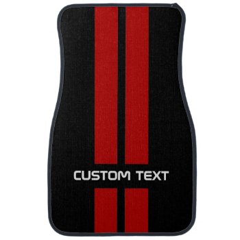 Red Double Stripe Car Mats - With Custom Text by inkbrook at Zazzle