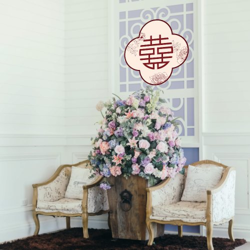 Red Double Xi Flower Chinese Wedding Window Cling