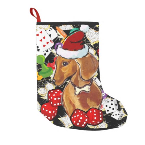 RED DOXIE SMALL CHRISTMAS STOCKING