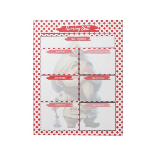 Red Dr Gnome Nursing Student Skills Template Notepad