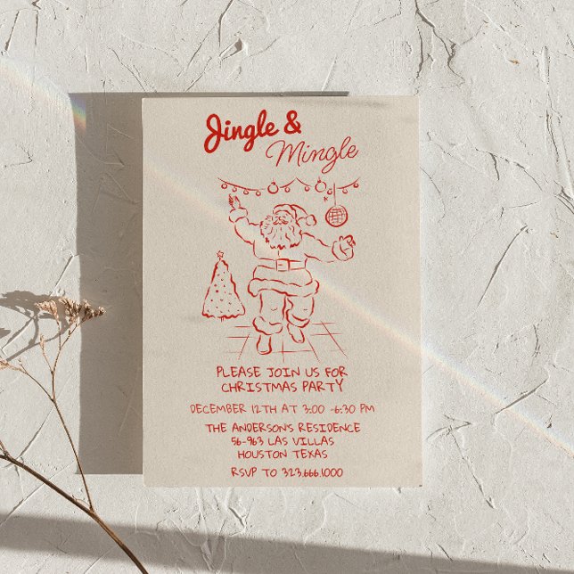 Red Draen Jingle & Mingle Christmas Santa Party Invitation (Creator Uploaded)