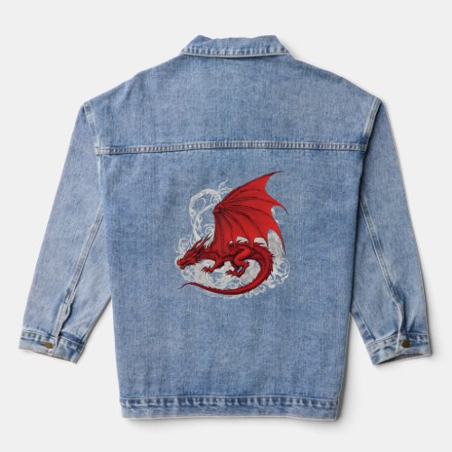 Red Dragon Abstract  Denim Jacket