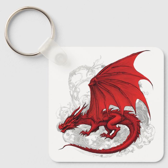 Red Dragon Abstract  Keychain (Front)
