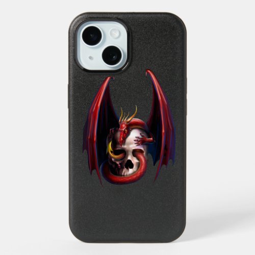 Red Dragon and Skull iPhone 15 Case
