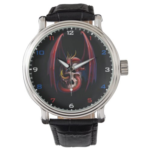 Red Dragon and Skull Vintage Watch
