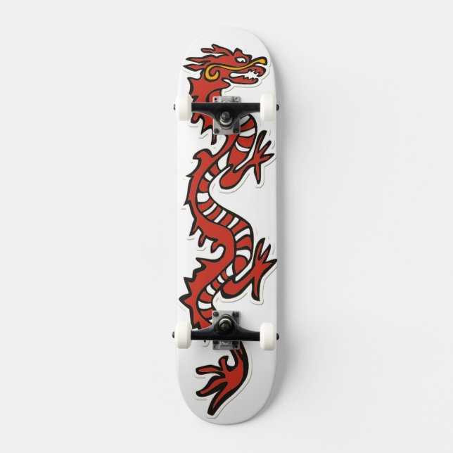 Red dragon artistic skateboard deck (Front)
