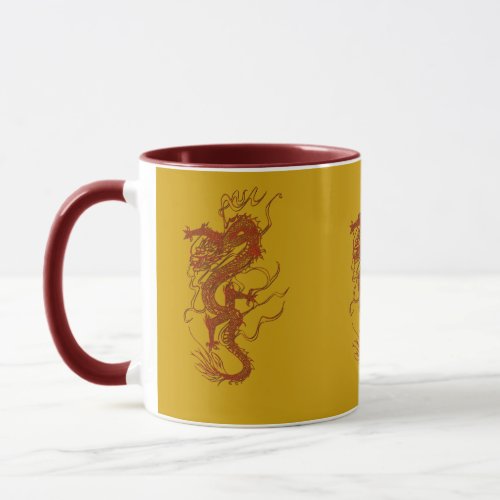 Red Dragon Asian Art Design Mug