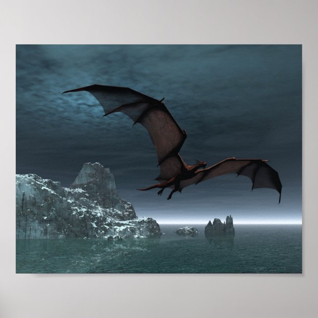 Red Dragon at Night Poster (Front)