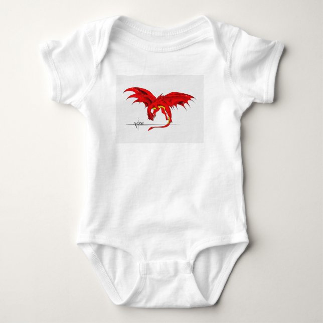 Red dragon baby body suit bodysuit (Front)