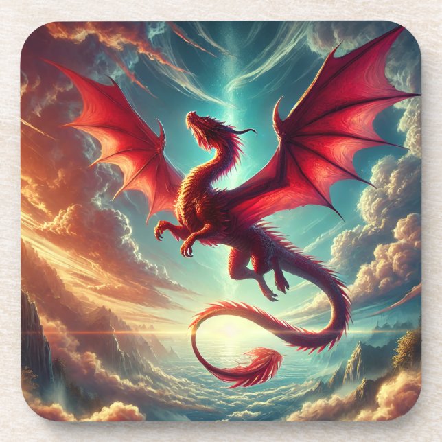 Red Dragon Beverage Coaster (Front)