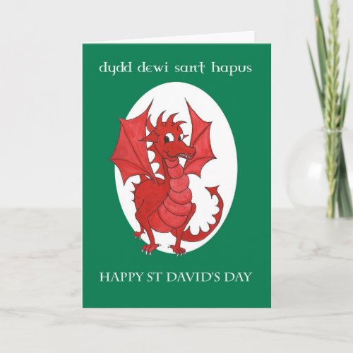 Red Dragon Bilingual St Davids Day Greeting Card