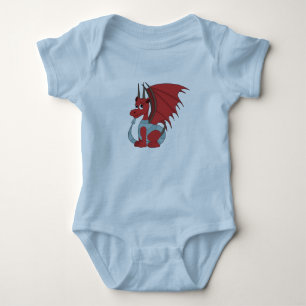 Red Dragon Cartoon  Baby Bodysuit