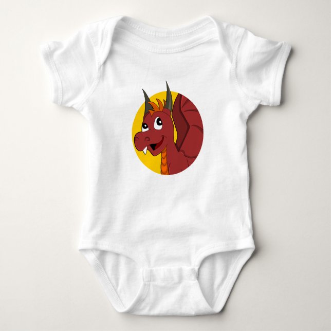 Red dragon cartoon baby bodysuit (Front)
