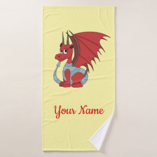 Red Dragon Cartoon  Bath Towel