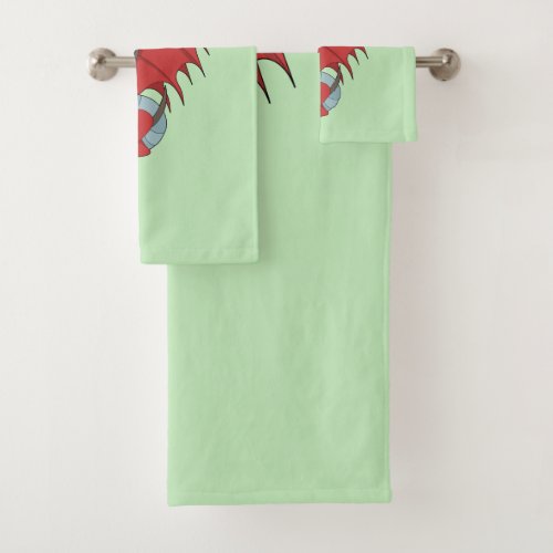 Red Dragon Cartoon  Bath Towel Set