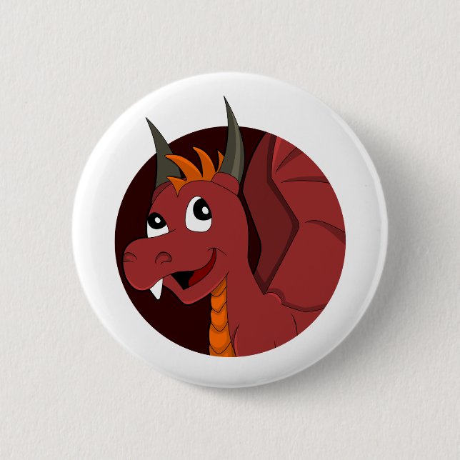 Red dragon cartoon button (Front)