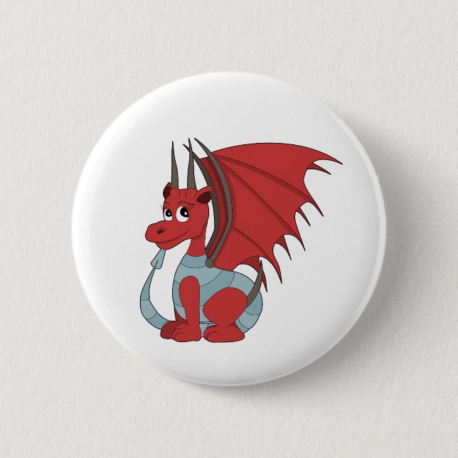 Red Dragon Cartoon  Button (Front)