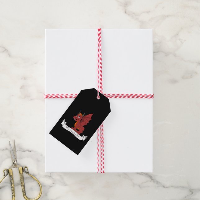 Red dragon cartoon gift tags (With Twine)
