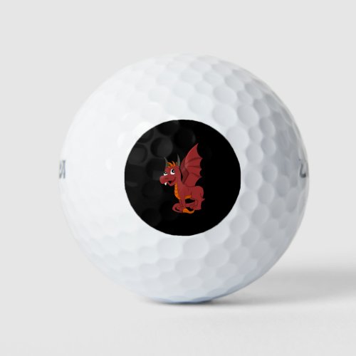 Red dragon cartoon golf balls