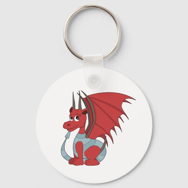 Red Dragon Cartoon  Keychain (Front)