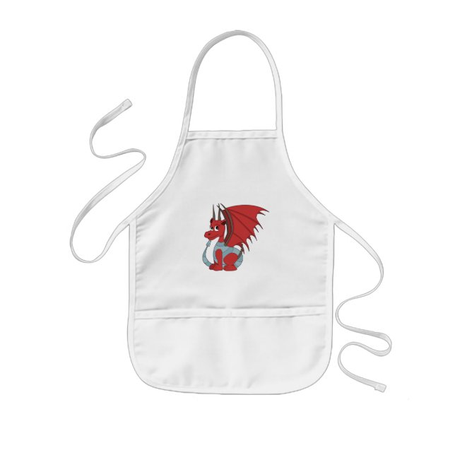 Red Dragon Cartoon  Kids' Apron (Front)