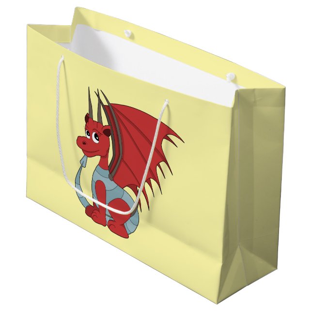 Red Dragon Cartoon  Large Gift Bag (Front Angled)