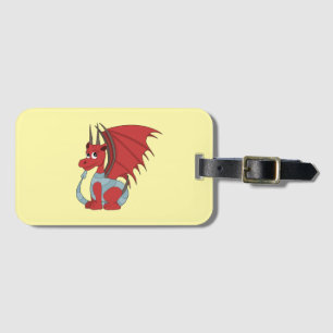 Red Dragon Cartoon  Luggage Tag
