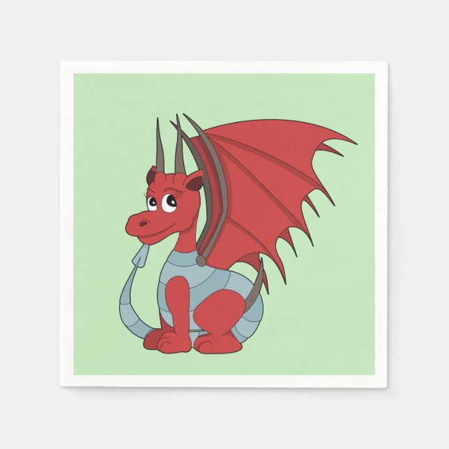 Red Dragon Cartoon  Napkins (Front)