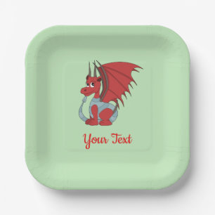 Red Dragon Cartoon Paper Plates